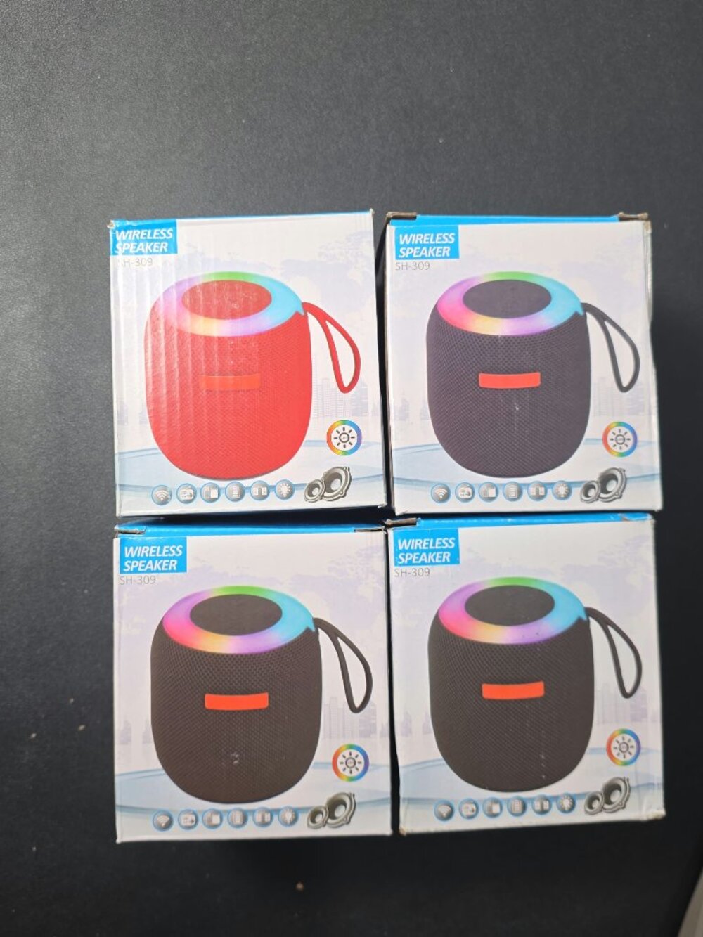 Brand New Black Portable Wireless Speaker with an RGB lighted ring